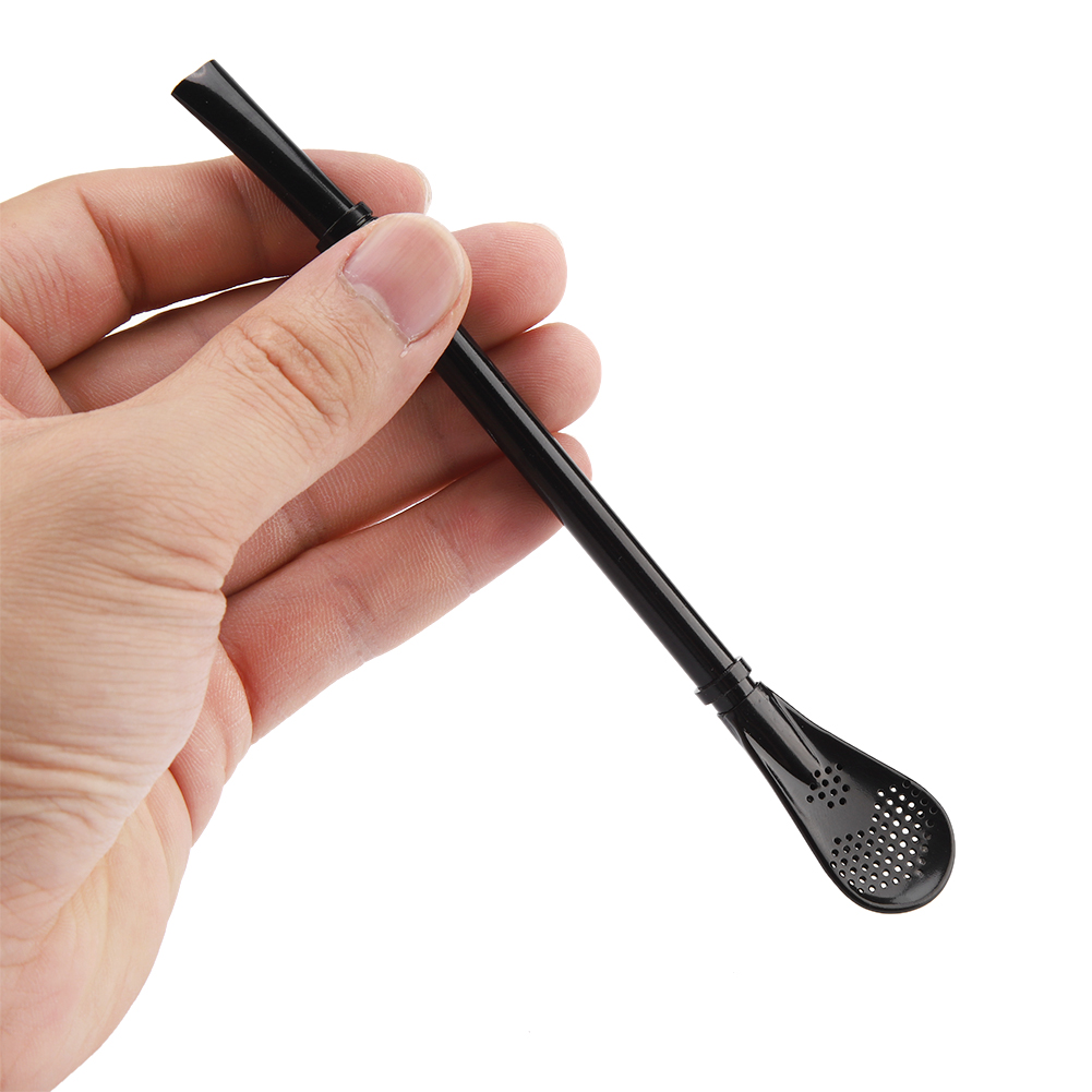 Trinkhalmlöffel Aus Edelstahl, Wiederverwendbar Und Waschbar, Schwarz