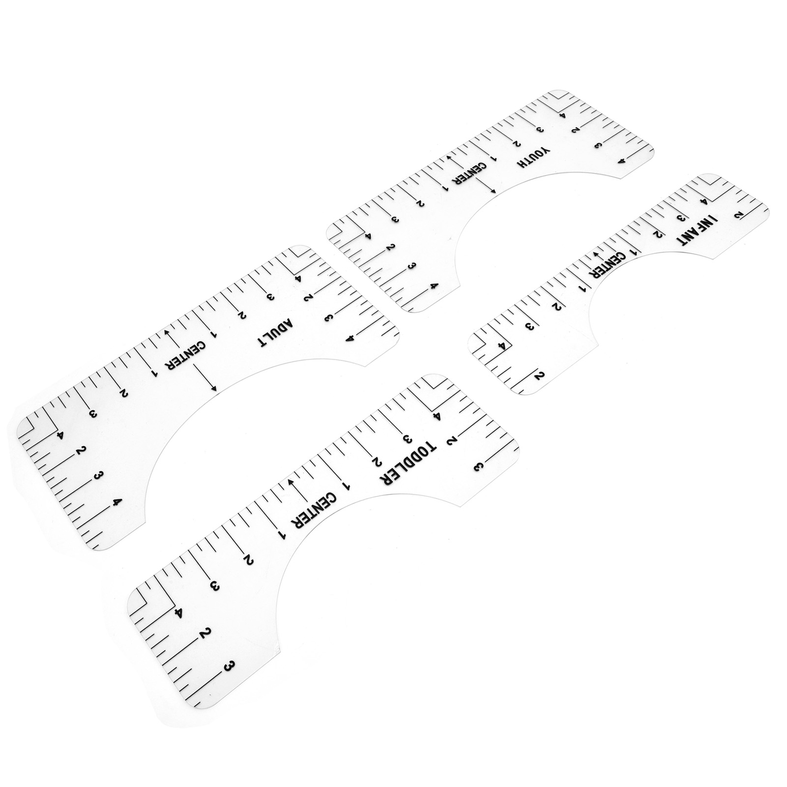 4er-set T-shirt-lineale, Ausrichtungshilfe Für Erwachsene, Jugendliche, Kleinkinder Und Babys, Transparent