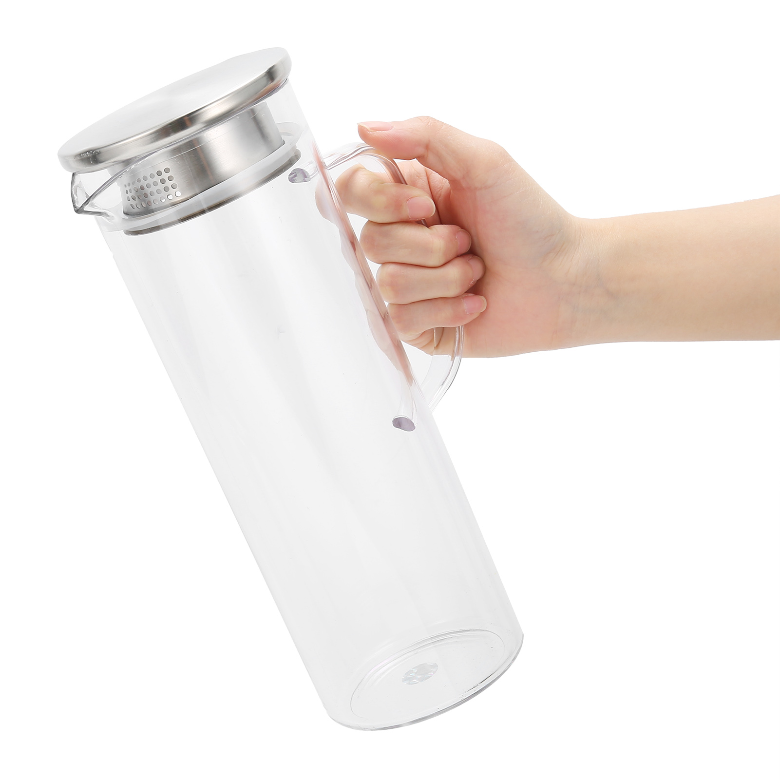 1100 Ml Kaltwasserflasche, Transparenter Kaltwasserkrug/saftkrug Mit Deckel Für Den Heimgebrauch, Edelstahldeckel