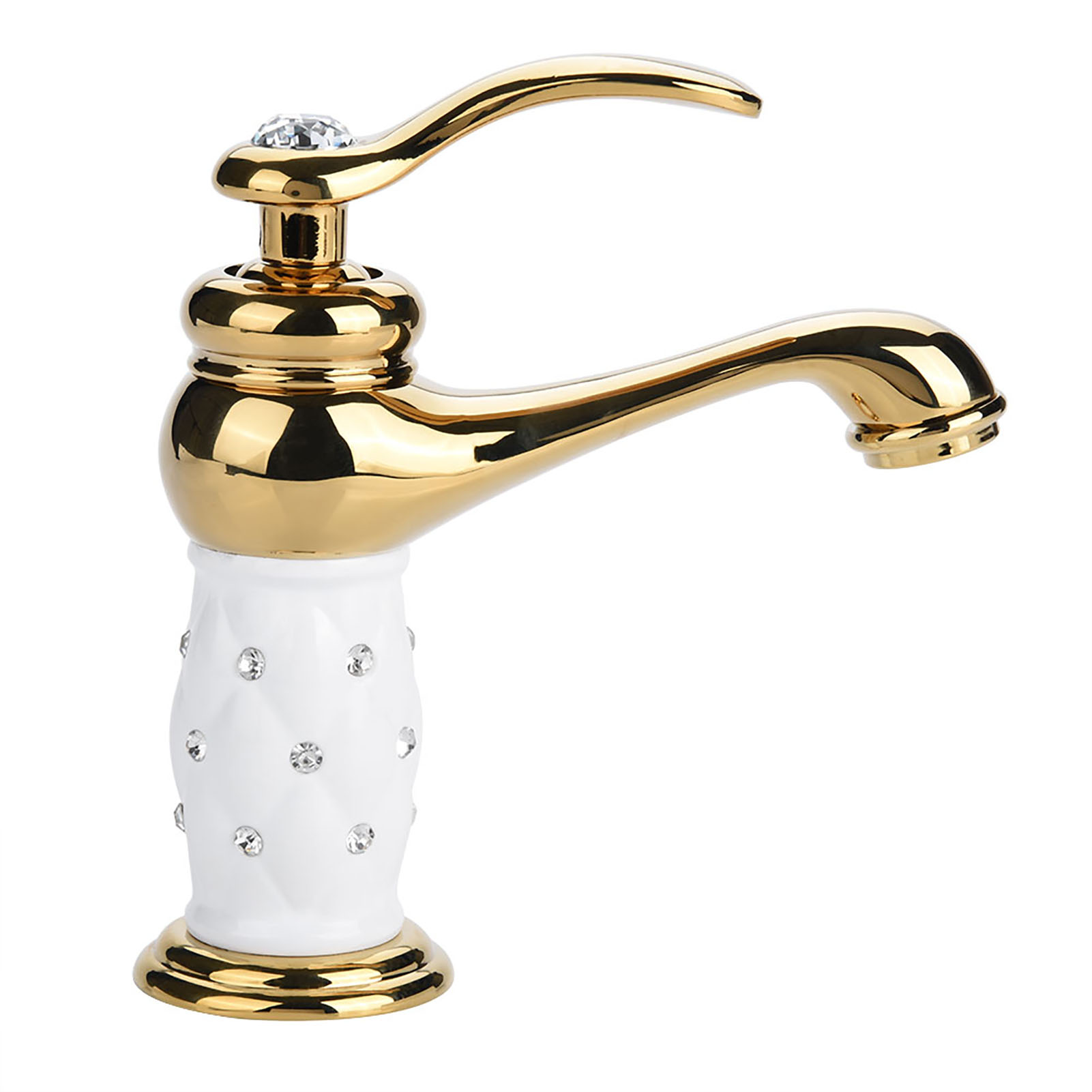 Mischbatterie Aus Massivem Messing Für Kalt- Und Warmwasser Mit Verzierungen Für Waschbecken (golden)