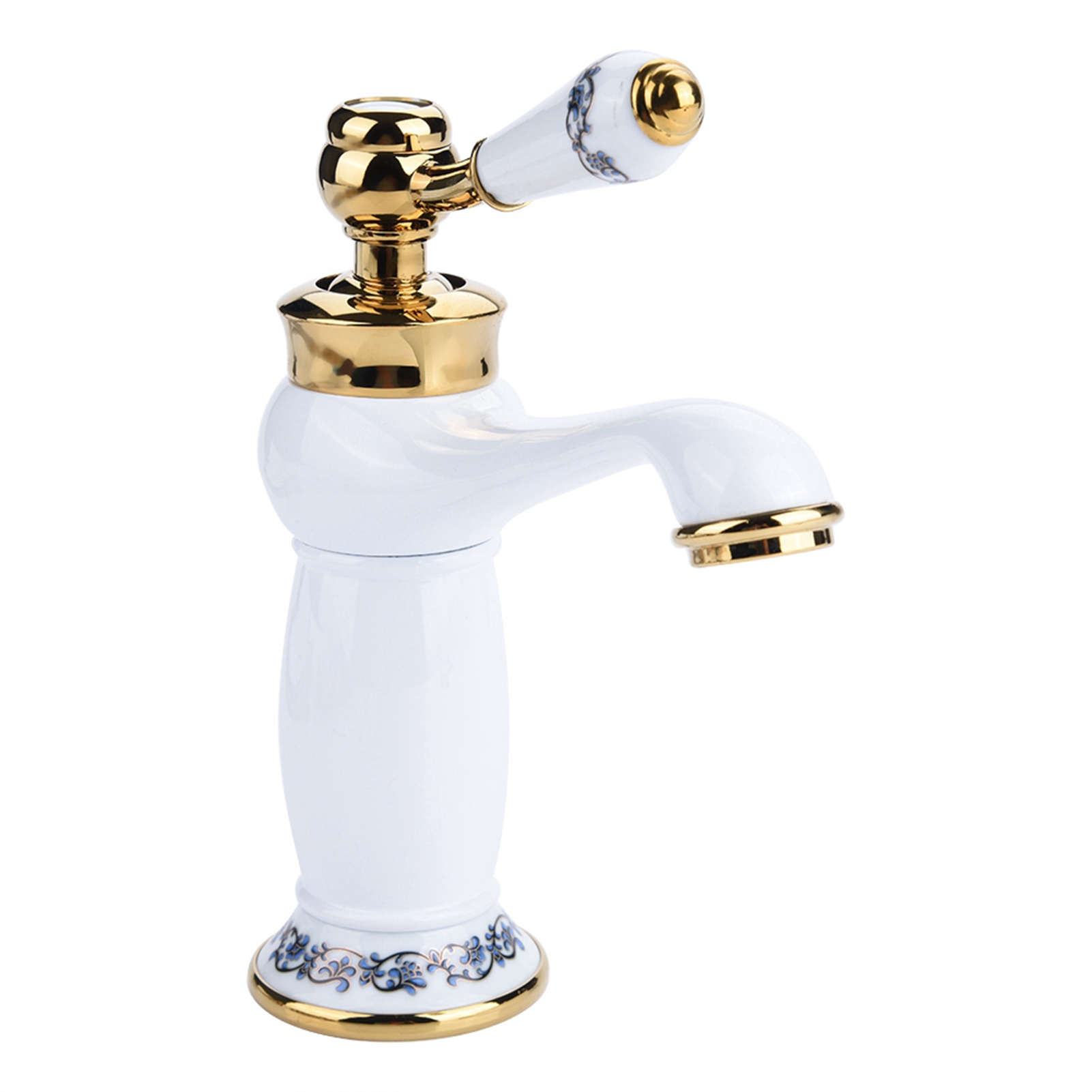 Einhebelmischer Mit Blumenmuster Für Kalt- Und Warmwasser Am Badezimmerwaschbecken (weiß)
