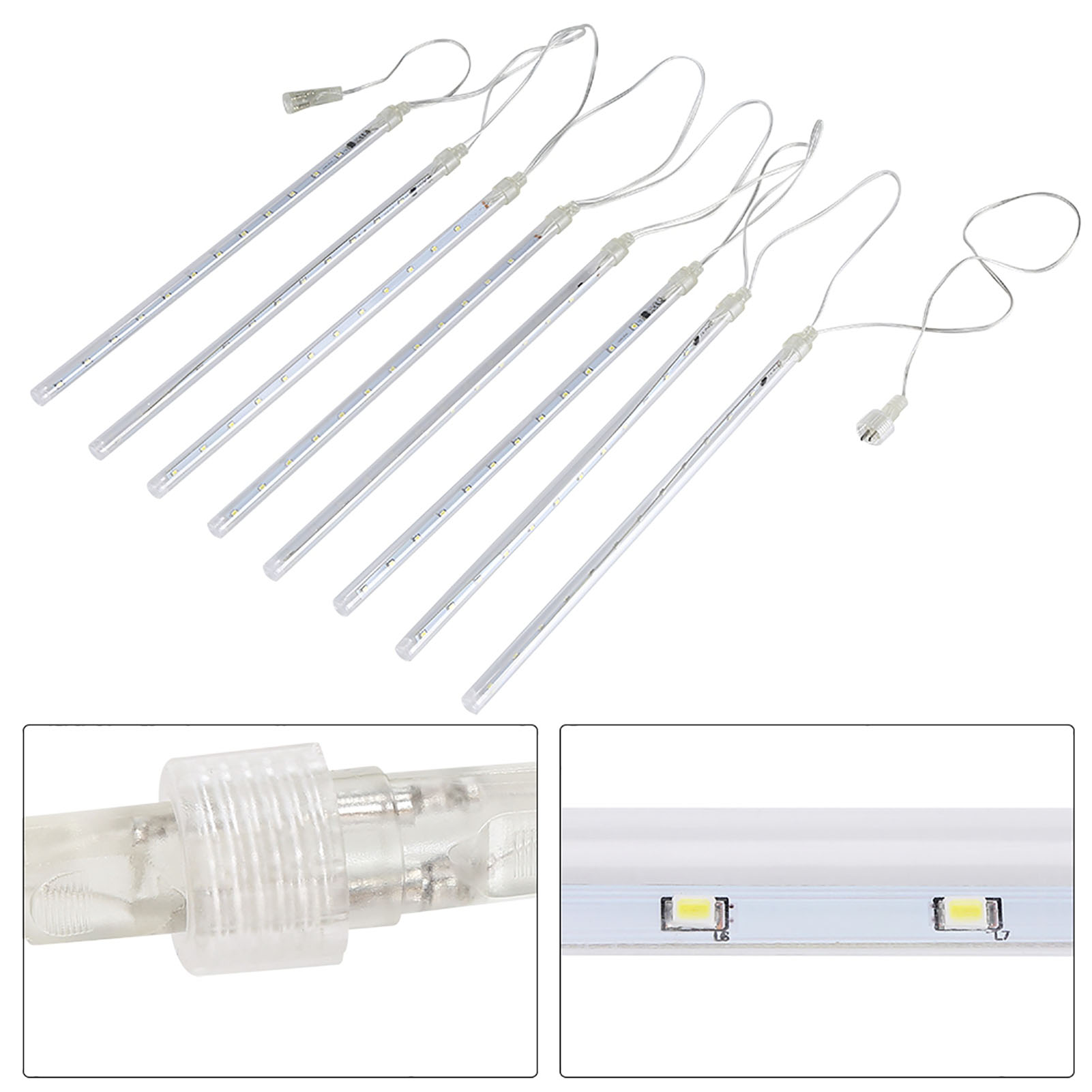 Wasserdichte Smd2835 Led-lichterkette, 8 Röhren, 30 Cm, Weiß, Eu-stecker