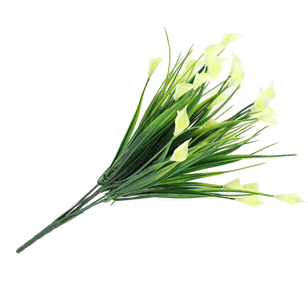 Künstlicher Calla-lilie-blumenstrauß Aus Kunststoff, Künstliche Blätter, Dekoration Für Zuhause Und Partys (weiß)