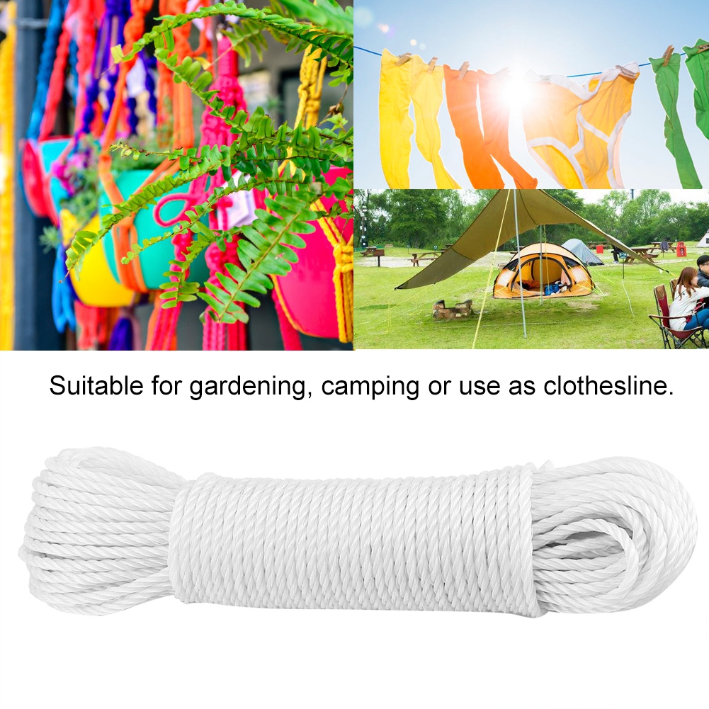 20 M Nylonseil Wäscheleine Garten Camping Outdoor (weiß)