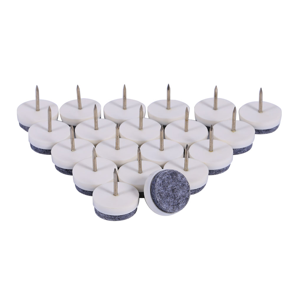20x Möbel-tisch- Und Stuhlbein-filzgleiter, Bodenschutz, Diy-nagelschutz, Weiß, 24 Mm
