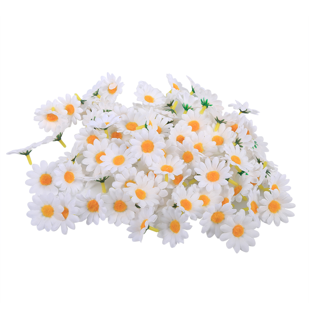 100 Stück 4 Cm Große Künstliche Gänseblümchen-stoffköpfe, Großpackung, Hochzeitsdekoration (nr. 3 Weiß)