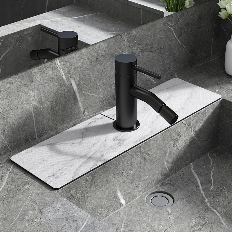 Diatomeenerde-wasserhahn-absorptionsmatte, Badarmatur-matte, Spritzschutzmatte, Feuchtigkeitsbeständige Und Rutschfeste Wasserhahn-matte - Milchig-weiß - Für Lüftungskanäle - 14 X 60 Cm (ohne Loch In