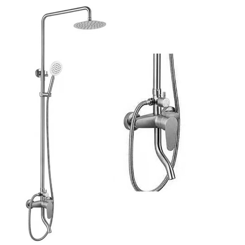 Dreistufiges Duschset Aus Edelstahl 304 Mit Warm- Und Kaltwasserarmatur, Duschkopf Mit Druckregulierung Und Handbrause – Celo Dreistufendusche