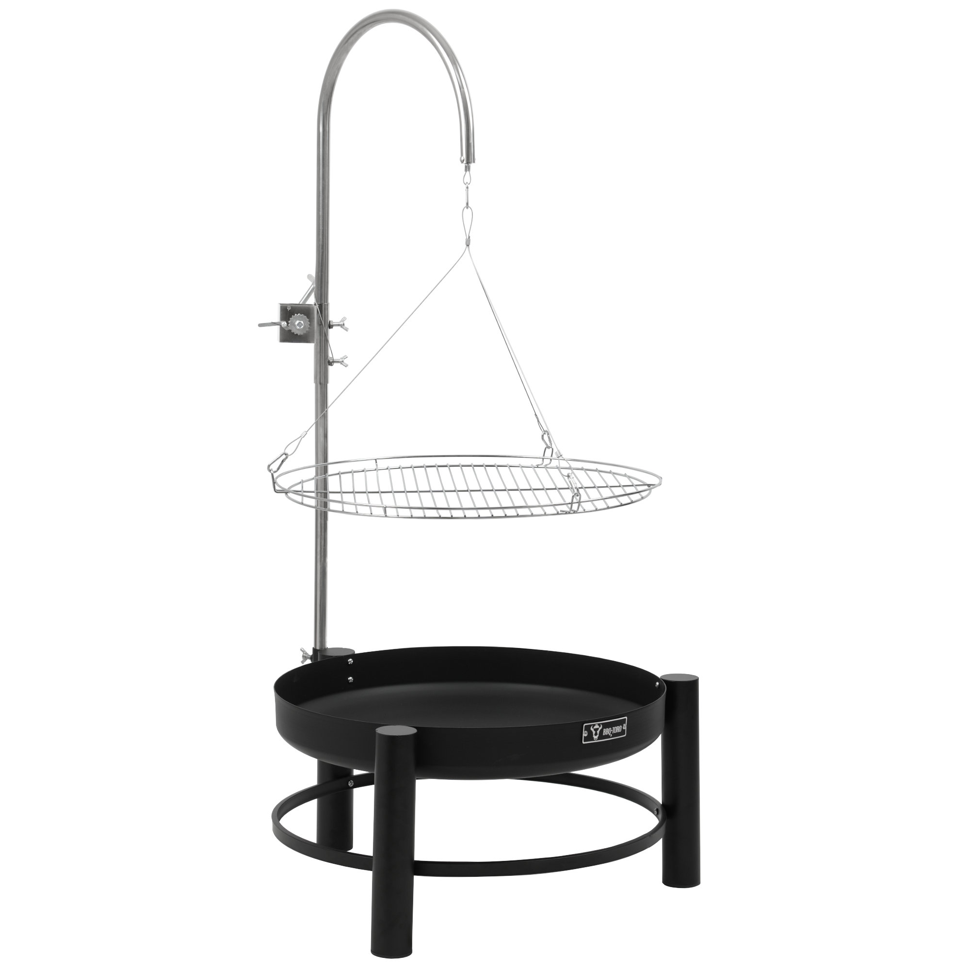 Bbq-toro Schwenkgrill Mit Feuerschale Und Grillrost, Ø 61 Cm, Schwarz, Holzkohlegrill, Feuerstelle