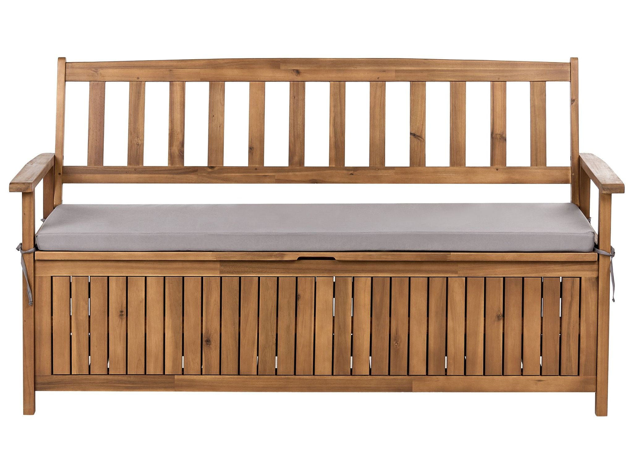 Gartenbank Mit Auflage Sovana 160 Cm Mit Stauraum Akazienholz Grau