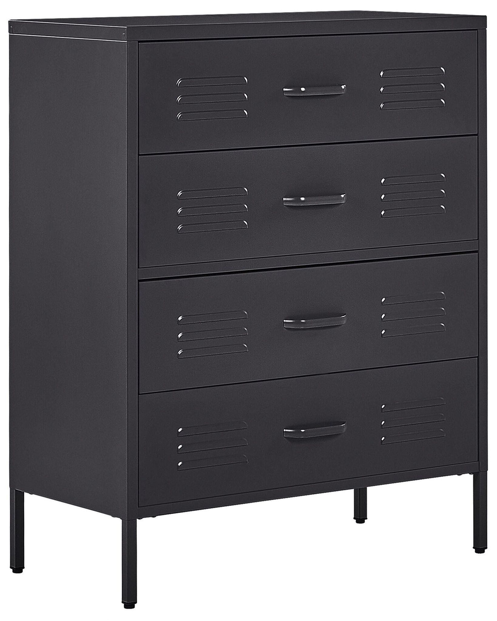 Hohe Kommode Schwarz Stahl 40x80x102 Cm Mit 4 Schubladen Mehrzweckschrank Für Büro Schlafzimmer Wohnzimmer Kinderzimmer Bad
