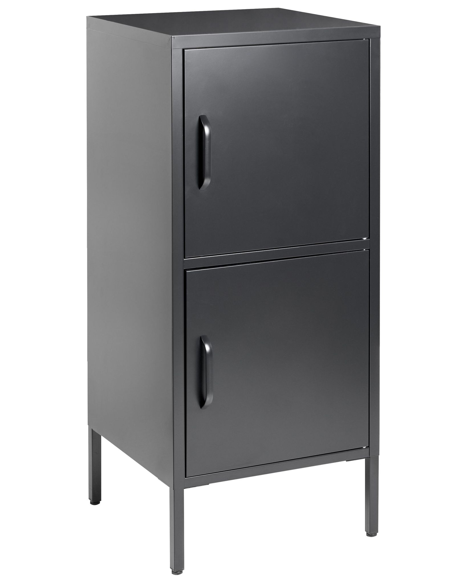 Beliani - Hoher Aktenschrank Schwarz Stahl 40x40x102 Cm Mit 2 Türen 4 Ablagefächern 2 Griffen Büro Wohnzimmer Schlafzimmer Bad Flur Diele