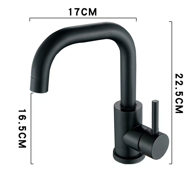 Küchenarmatur Aus Edelstahl 304, Spülbecken, Gemüsewaschbecken, Gebürstetes Gold, Große Kurve, Warm- Und Kaltwasserarmatur Für Den Haushalt – Schwarz, Xiaoqi