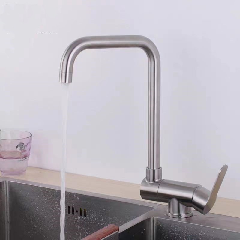 Küchenarmatur Mit Innenfenster Aus Edelstahl 304, Klappbar, Für Warm- Und Kaltwasser, Geeignet Für Küchenspülen Mit Gemüsewaschbecken – Gebürstetes Modell, Einzelfunktion