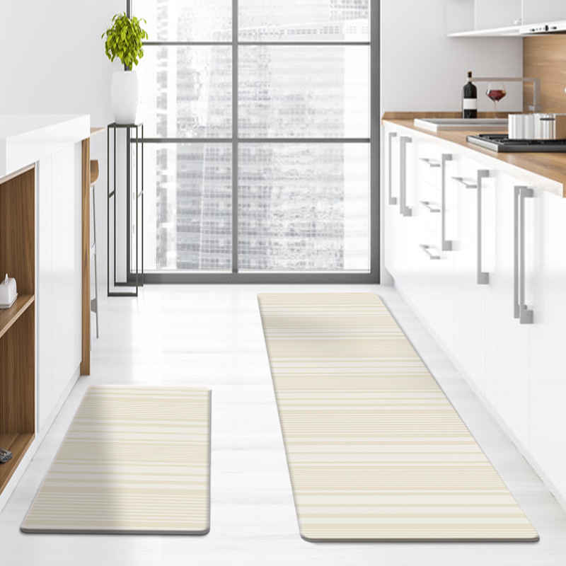 Küchenmatte Mit Antirutschfunktion, Flecken- Und Ölabweisend, Eingangsmatte, Oberfläche Aus Einfachem Pu-leder, Verdickte Bodenmatte – 1 Stück – 44 X 150 X 1 Cm