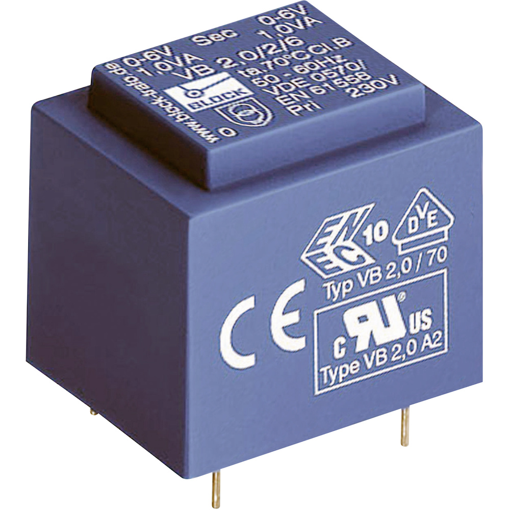Block Vb 1,0/2/12 Printtransformator 1 X 230 V 2 X 12 V/ac 1 Va 83 Ma
