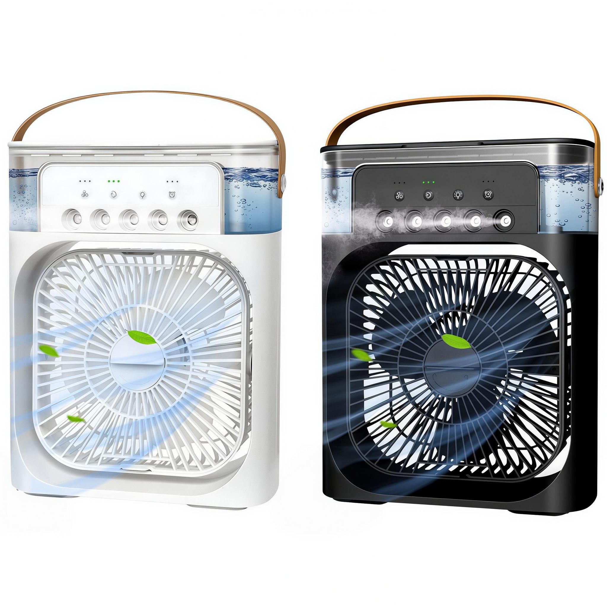 2er Tragbare Klimaanlagen Ventilator 3 Stufen 5 Sprüharten 600ml Tank