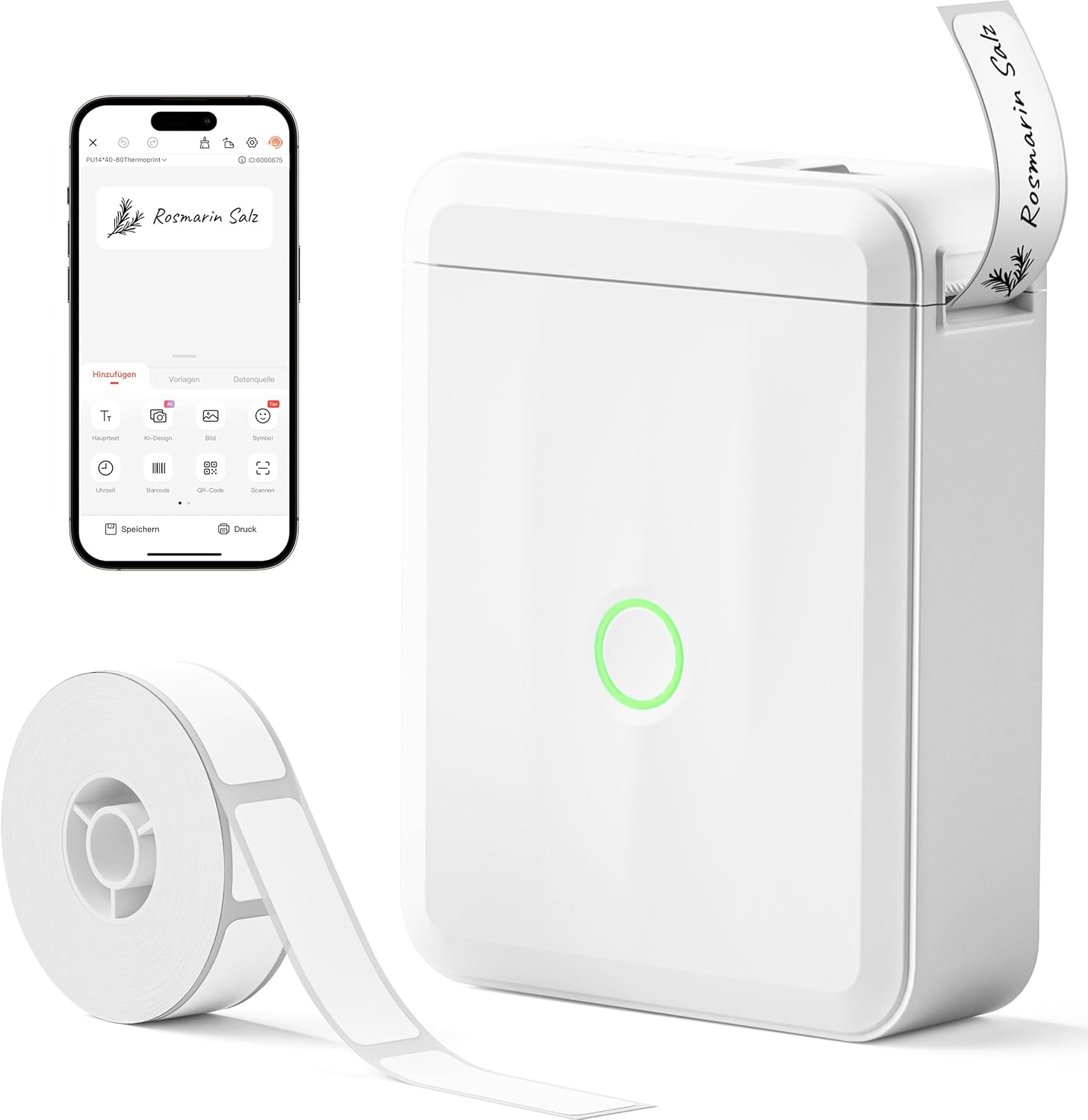 D110 Bluetooth Etikettendrucker Namensaufkleber Weiss
