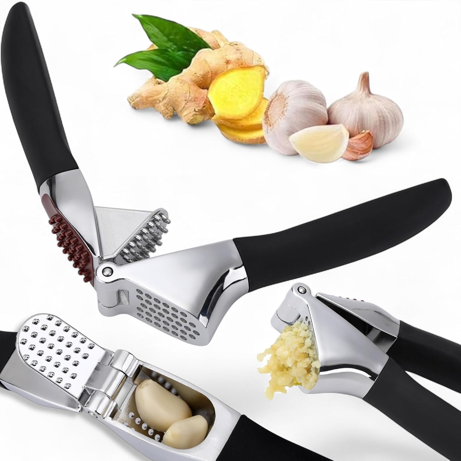 Knoblauchpresse Edelstahl Mit Rutschfestem Griff Für Knoblauch Ingwer