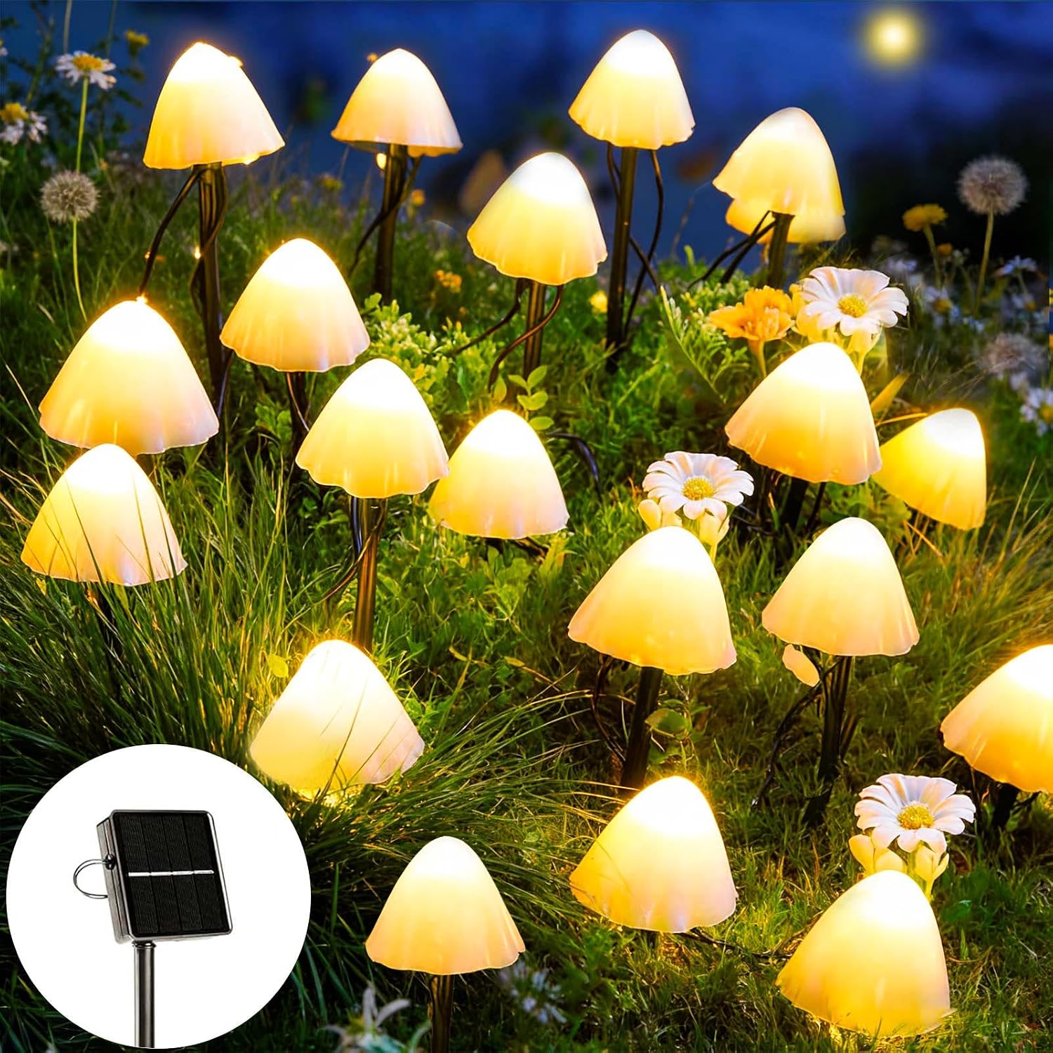 Solar Lichterkette 20 Led Pilzleuchte Wasserdicht Garten Deko