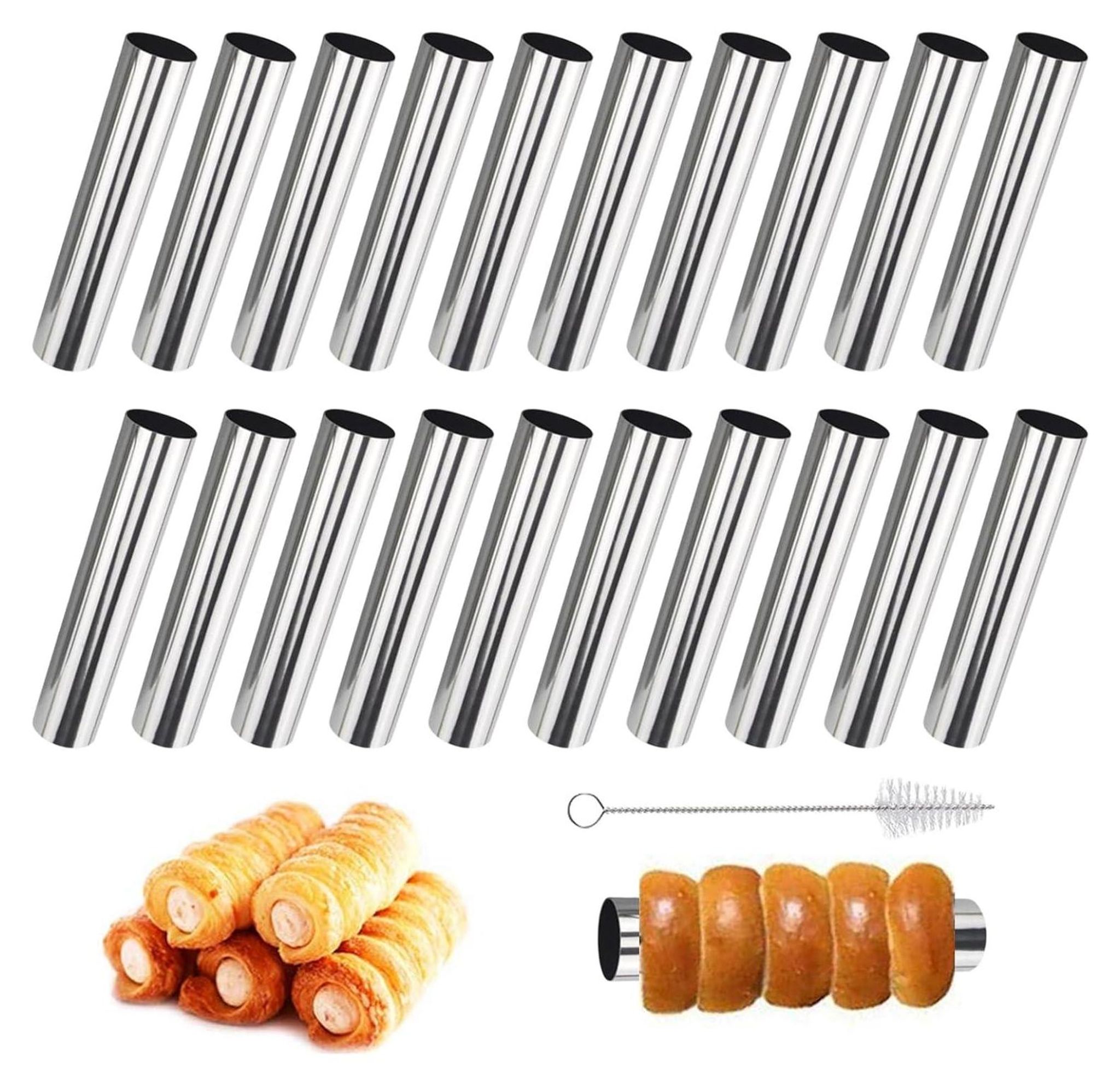 20 Stück Edelstahl Cannoli Röhrchen Schaumrollenform Backform Set