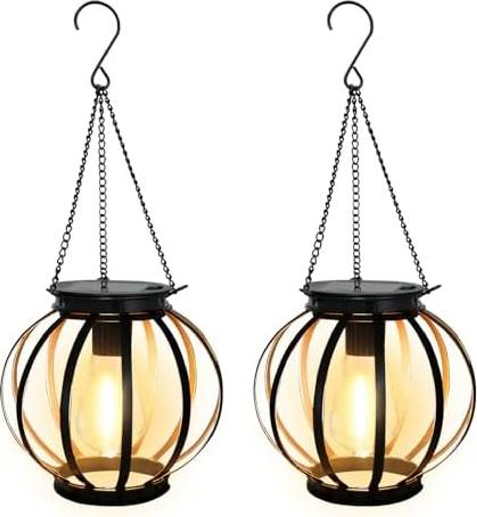 2er Solarlampen Außen Hängend Ip65 Wasserdicht Metall Gartendeko