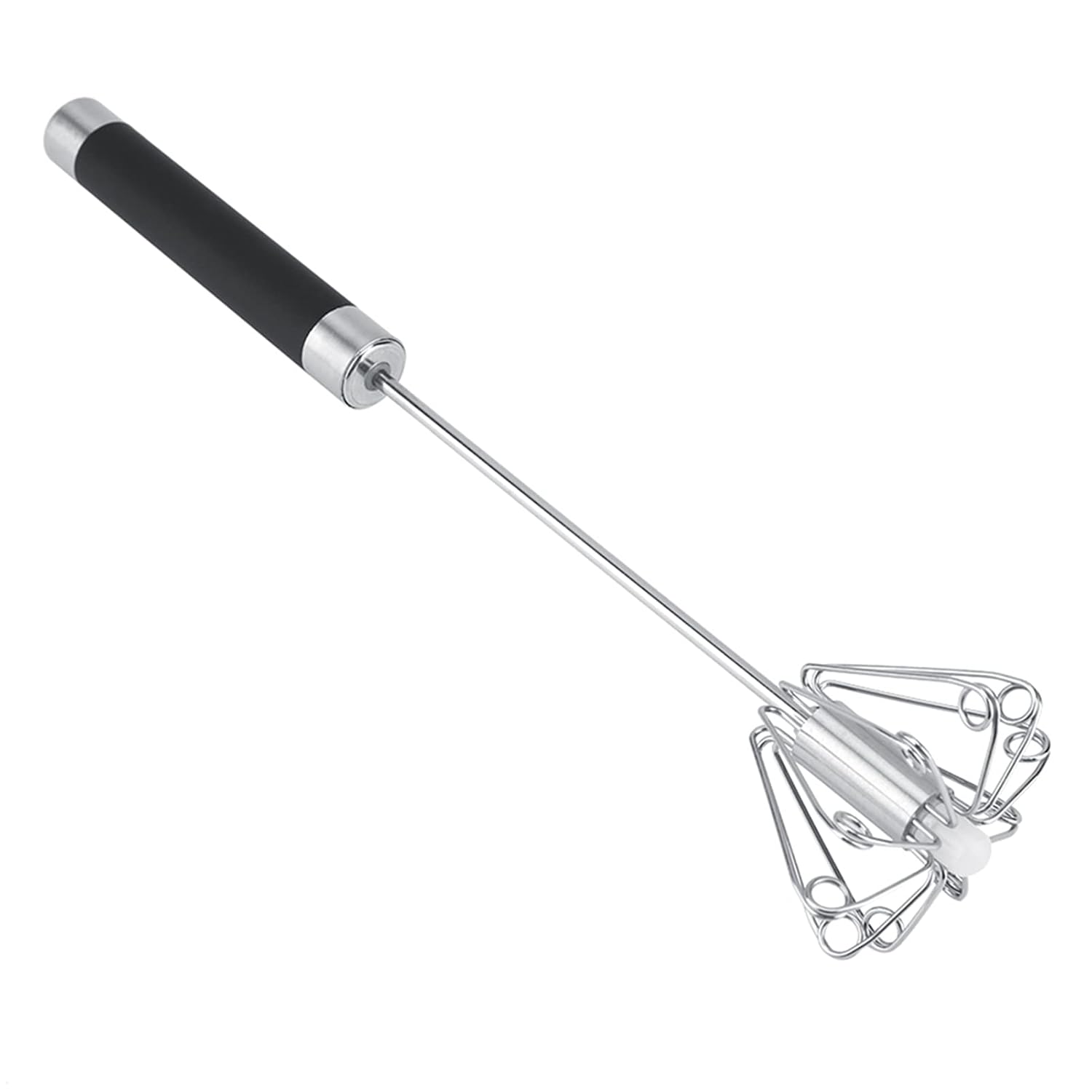 Halbautomatischer Schneebesen 24cm Edelstahl Drehbarer Push Mixer.