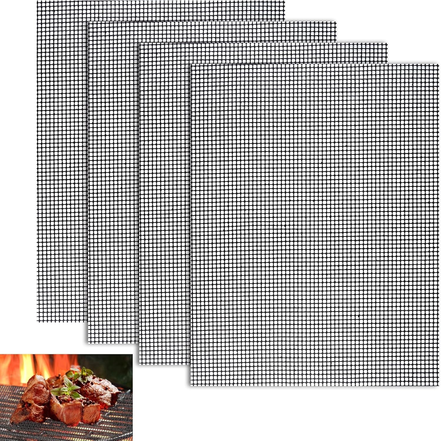4 Stück Grillmatte 40x30 Cm Antihaft Grillgitter Für Gasgrill