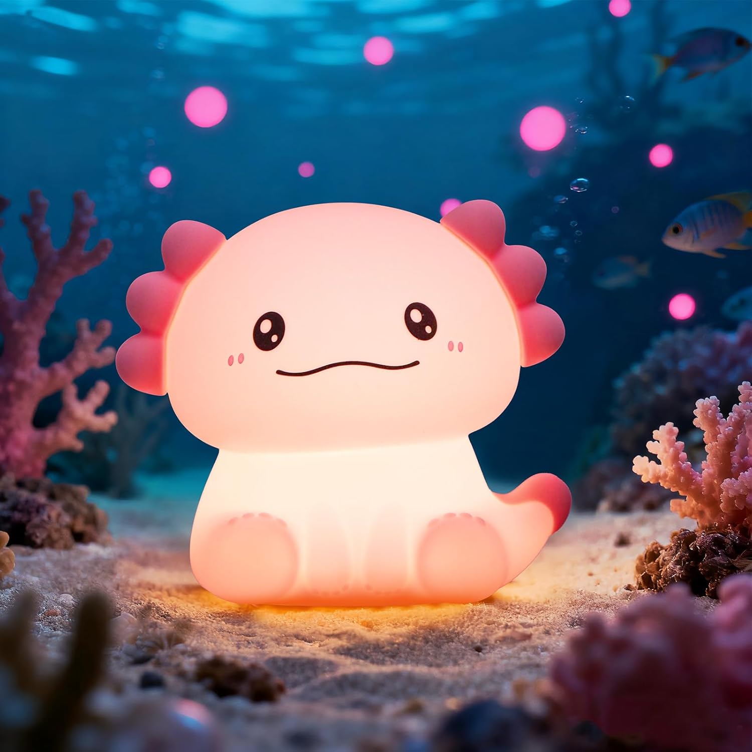Axolotl Nachtlicht Kinder Silikon Lampe Dimmbar Touch Aufladbar