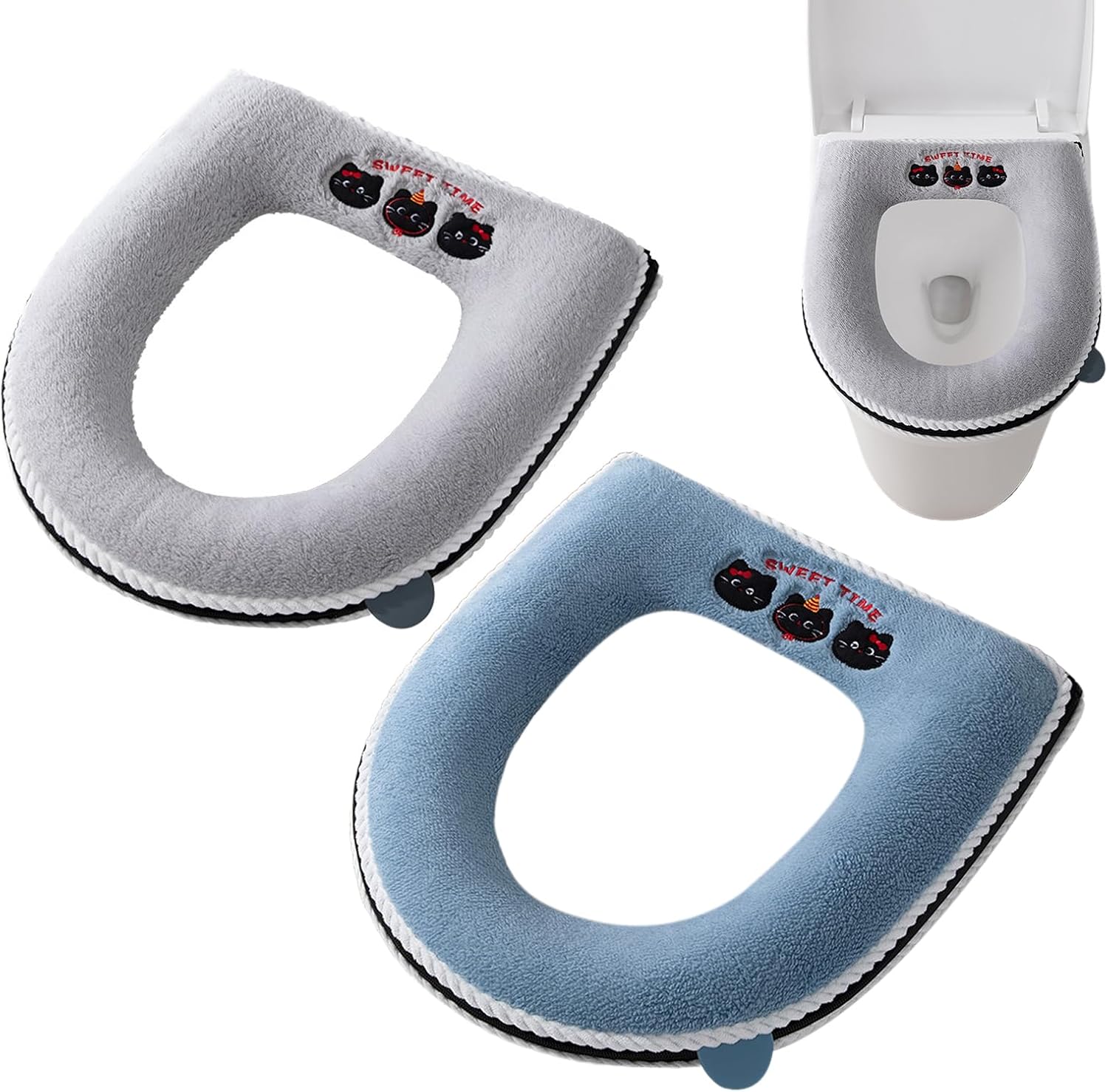 Satiskid 2 Stück Wc Sitzbezüge Universal Toilettensitzkissen Griff
