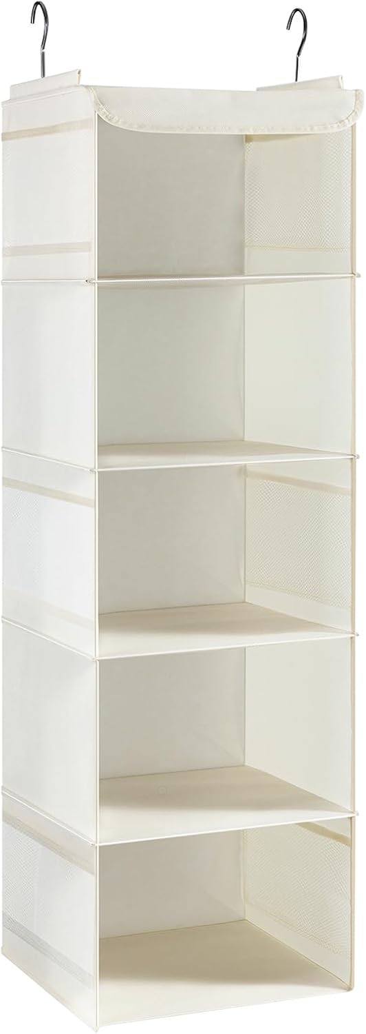 Hängeregal 5 Fächer Metallhaken 30x30x108cm Beige