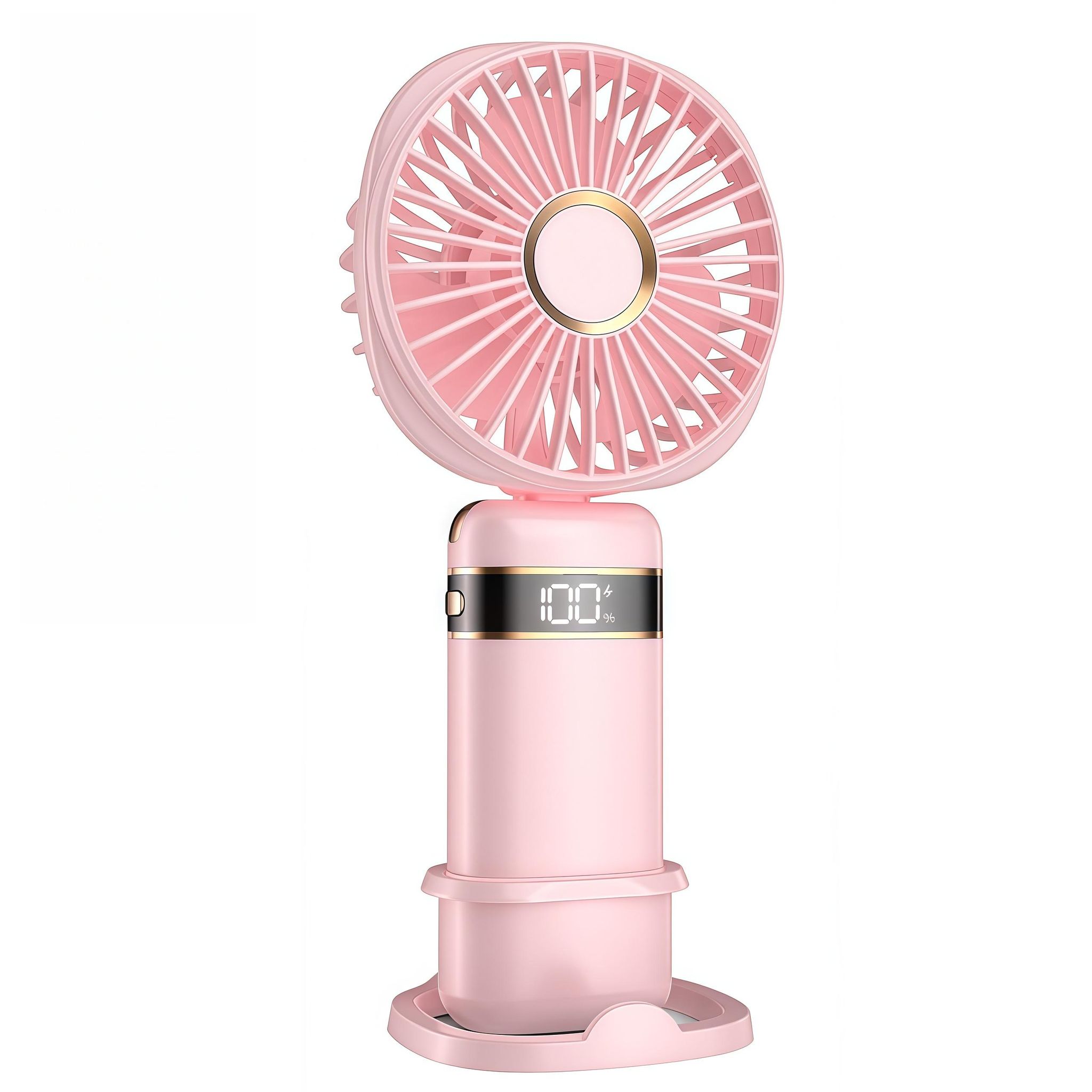 3 In 1 Handventilator Mini Ventilator 2400mah Faltbarer Usb Rosa