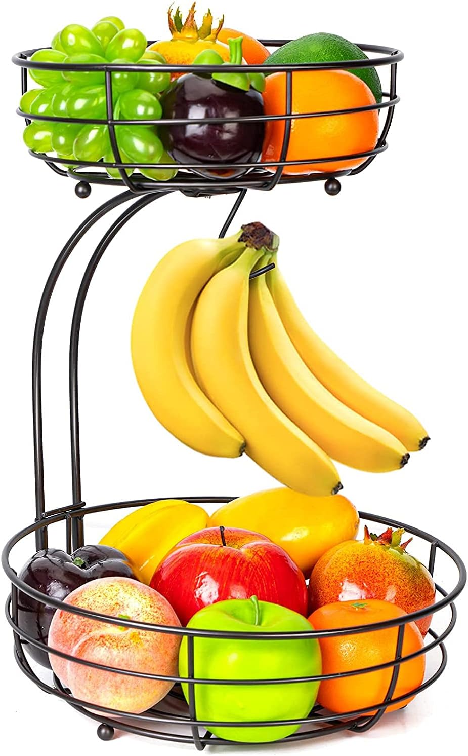 Obstkorb Mit Bananenhalter 2 Stöckig Metall Braun
