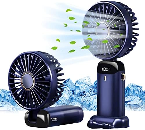 Handventilator Mini Usb Akku 5 Stufen Faltbar Dunkelblau