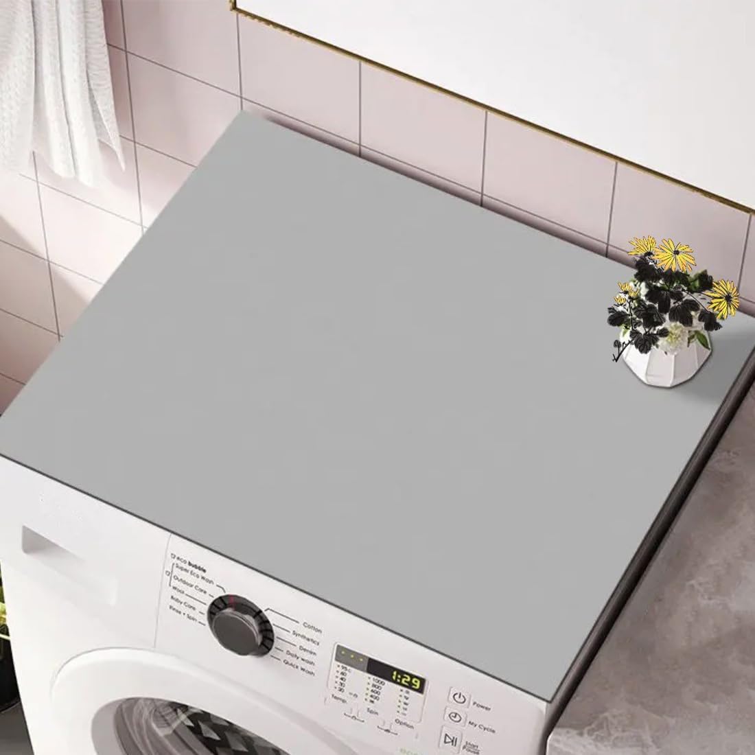 Waschmaschinenabdeckung Weiche Und Zuschneidbare Grau 60x60cm