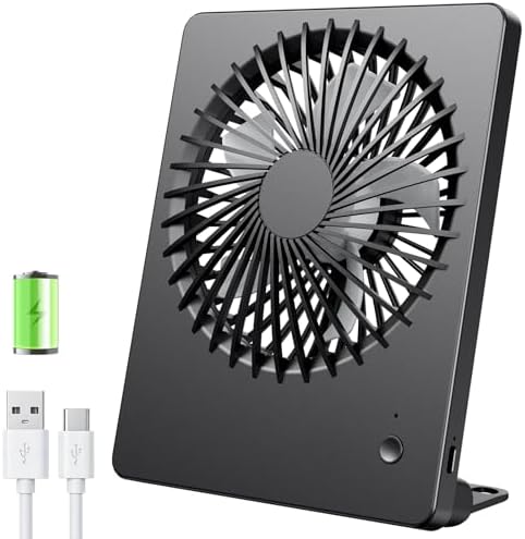 Tischventilator Leise Usb Akku 2000mah 3 Stufen 180° Schwarz