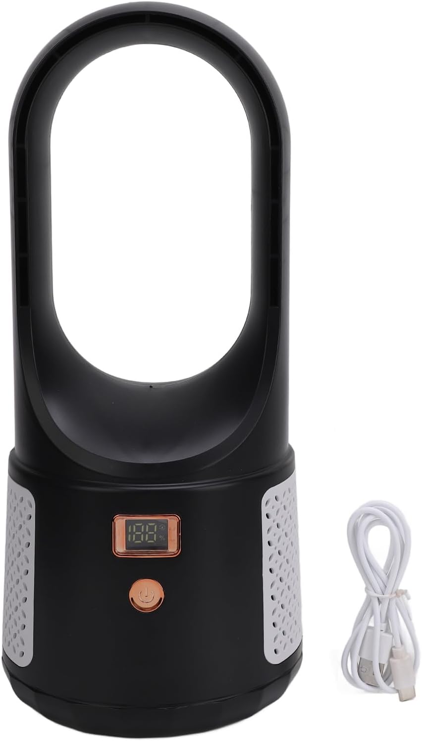 Blattloser Tischventilator Digitalanzeige 6 Stufen Leise Schwarz
