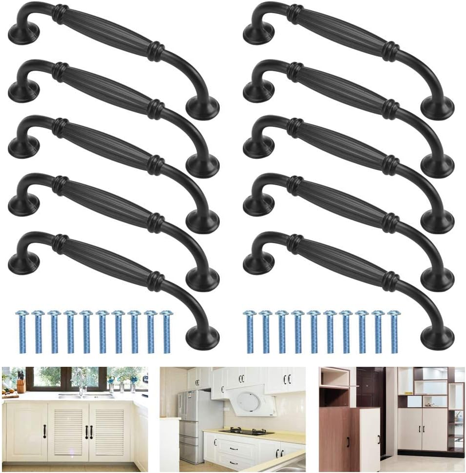 10 Stueck Schwarz Schrank Tuergriff Aluminium Moebelgriffe 128mm