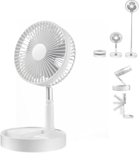 Faltbarer Standventilator Wiederaufladbar Tragbar Weiß 5400mah