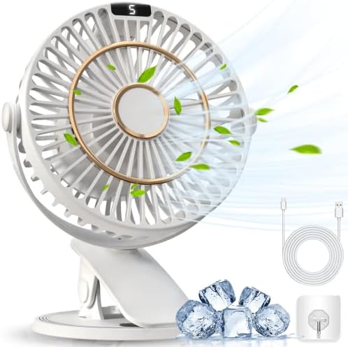 Mini Clip Ventilator Usb Akku 5 Stufen 720° Tischventilator Weiß
