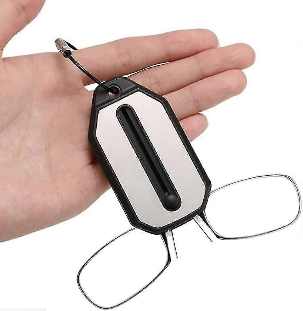 Nasenclip-lesebrille, Tragbarer Mini-schlüsselanhänger, Spiegellose Bügel, Matte Nasenpads, Faltbare Lesebrille, Geeignet Für Damen Und Herren (150 Grad)