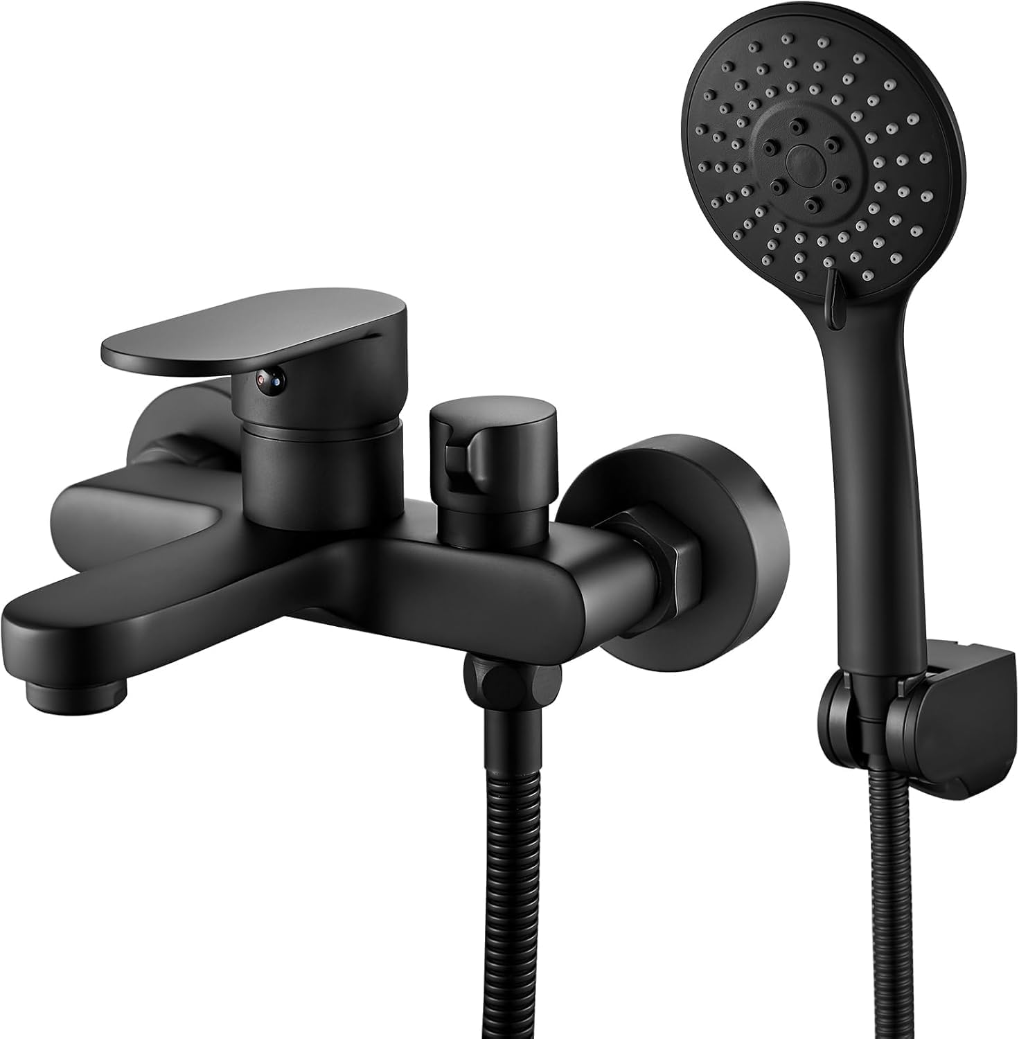 Schwarze Badewannenarmatur Mit Handbrause, Wandarmatur Mit Handbrause, 150 Mm, Mit Duschkopf
