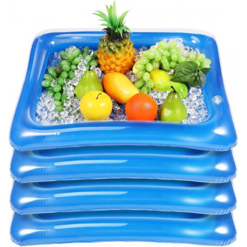 Aufblasbare Eisriegel (4er-set) - 60 × 45 Cm - Getränkekühler - Tragbares Serviertablett Für Drinnen Und Draußen - Leicht Und Einfach Zu Bedienen - Ideal Für Partys Und Grillfeste