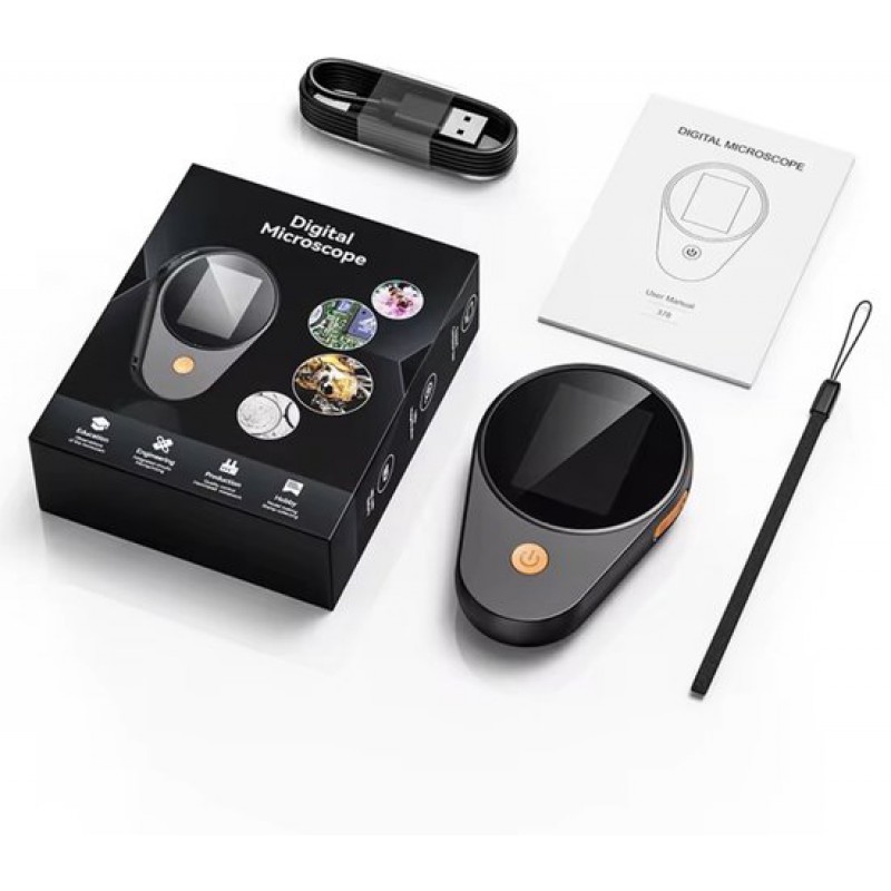 ®378 – Digitales Mikroskop Mit Bildschirm – 500-fache Vergrößerung Und Autofokus – 1080p-hd-kamera – Tragbares Taschenmikroskop Für Löten, Elektronik, Numismatik Und Basteln – Schwarz