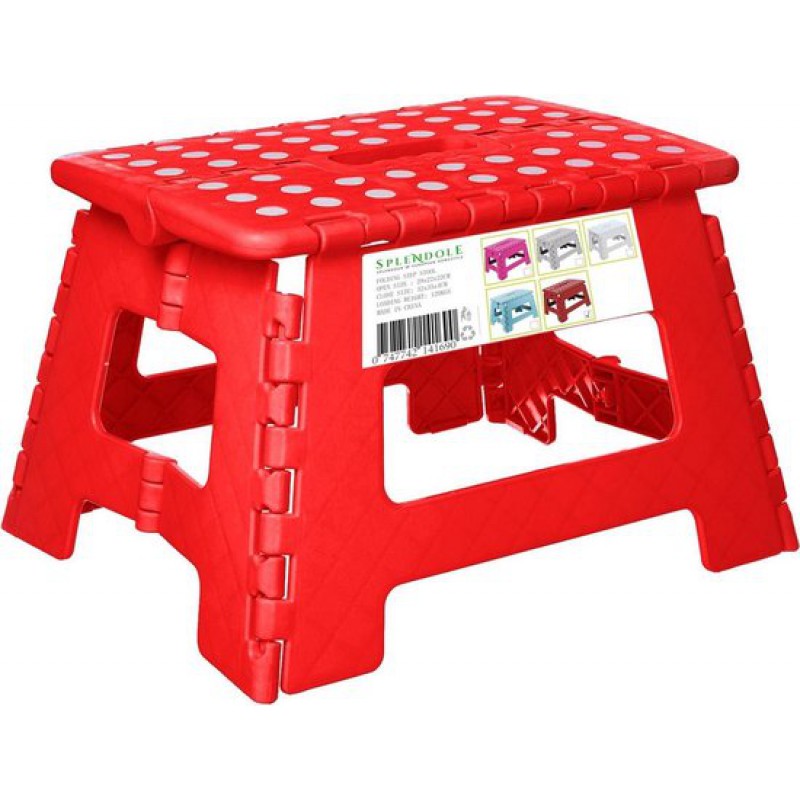 Klapphocker Aus Rotem Kunststoff – Höhe: 22 Cm, Breite: 29 Cm – Maximale Belastung: 100 Kg