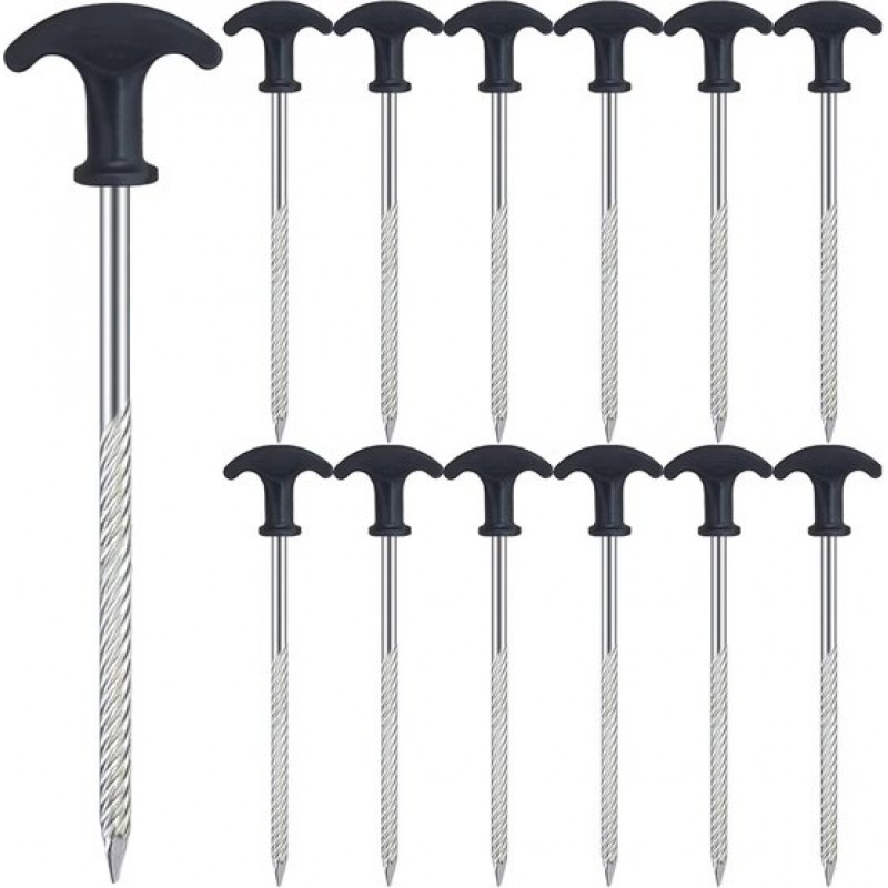 12 Stabile Zeltnägel, 20 Cm, Tragbare Campingnägel Für Terrassen, Gärten, Markisen, Wiesen Und Außenbereiche, Schwarz