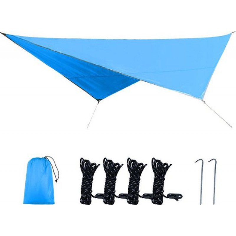 Tdr – Tragbare Campingplane Mit Aufbewahrungstasche – Wasserdicht – 320 X 250 Cm – 3–4 Personen – Blau