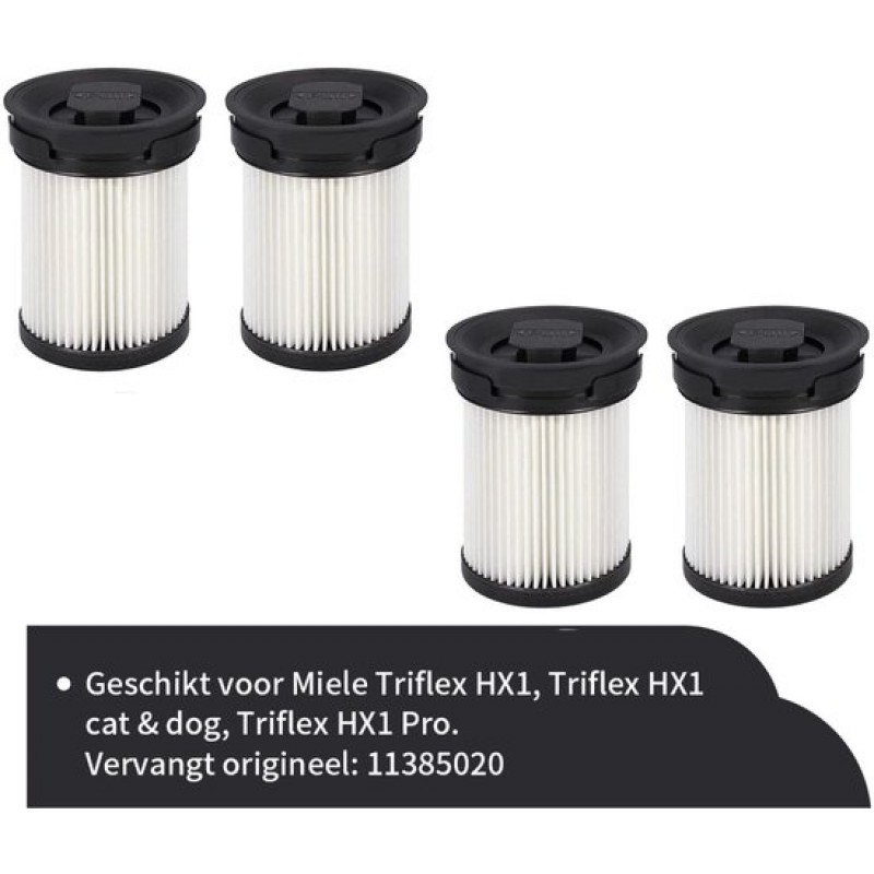 ® – 4 Partikelfilter Und Abstreifer Für Miele Triflex Hx1, Ersetzt 11289902 / 11385020 / Hx-fsf