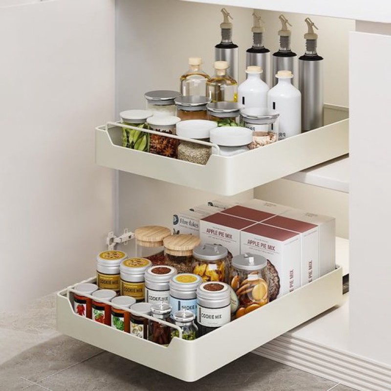 Schubladenorganizer – Teleskopschublade – Korb – Küchenschrank-organizer Mit Griff – Ausziehbare Schubladen – Küchenschrank-ablagefächer – Schrankorganizer