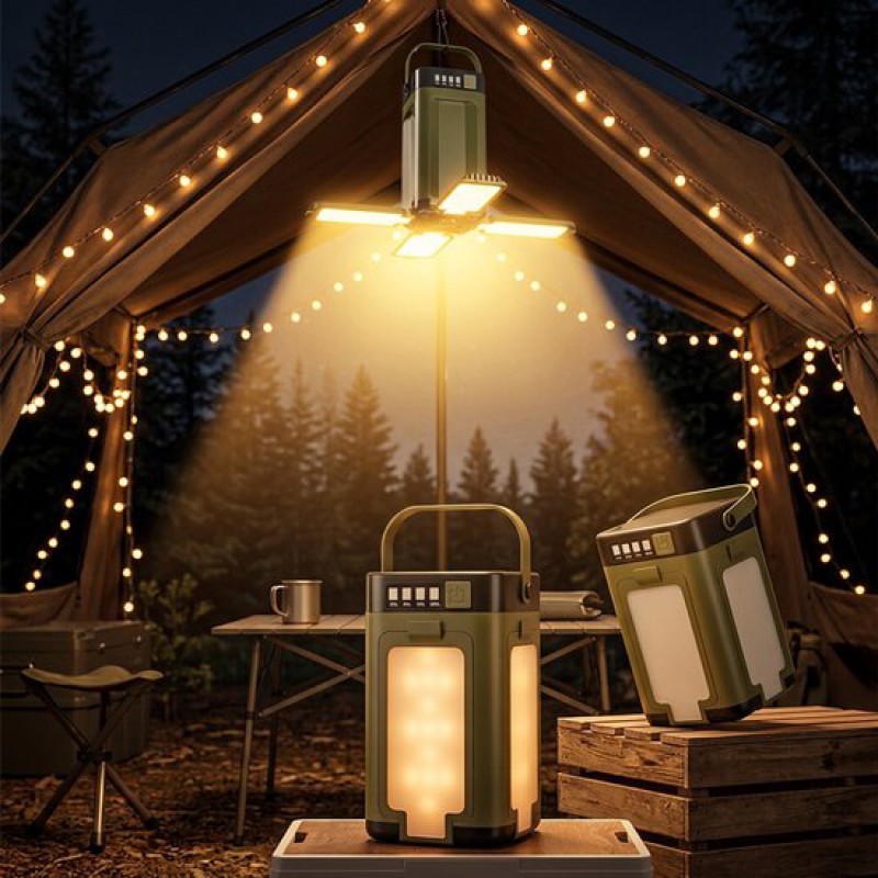 Led-campinglampe Für Den Außenbereich, Solar-windlaterne, Wasserdicht (ip44), Orange